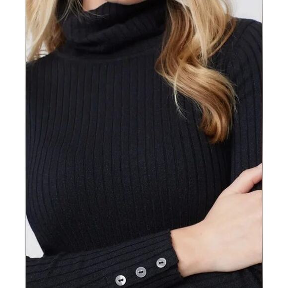 J. McLaughlin Arlette Black Ribbed Turtleneck Top    Size: M - Picture 2 of 7